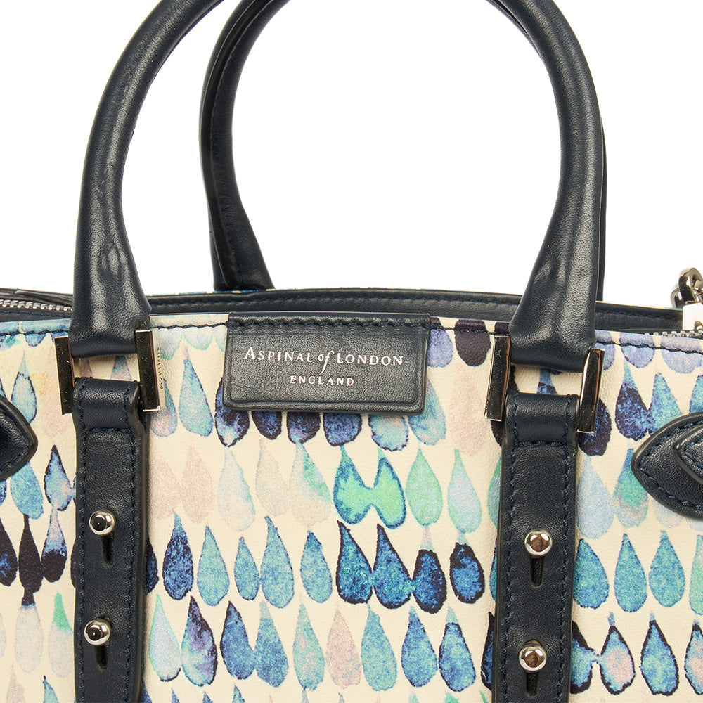 Aspinal of London Top Handle Marylebone Tote - Mini in Blue, Leather — Lifestyle View