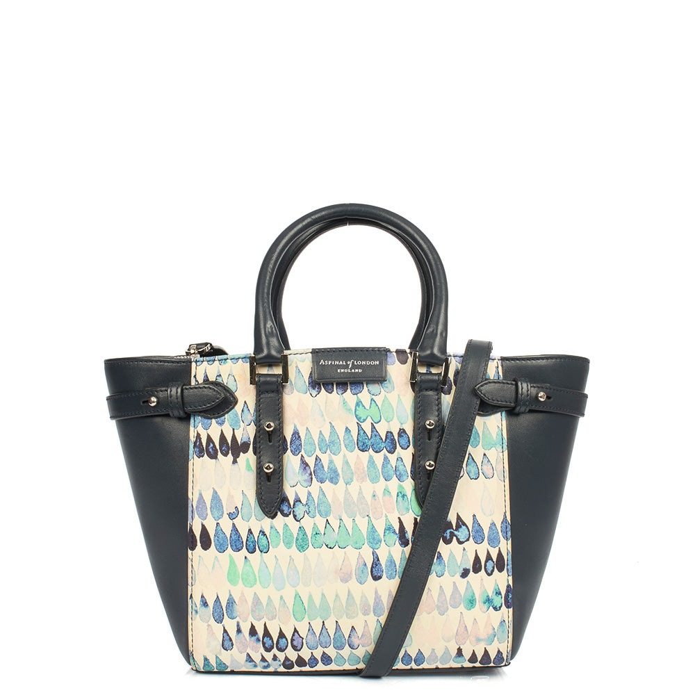 Aspinal of London Top Handle Marylebone Tote - Mini in Blue, Leather — Front View