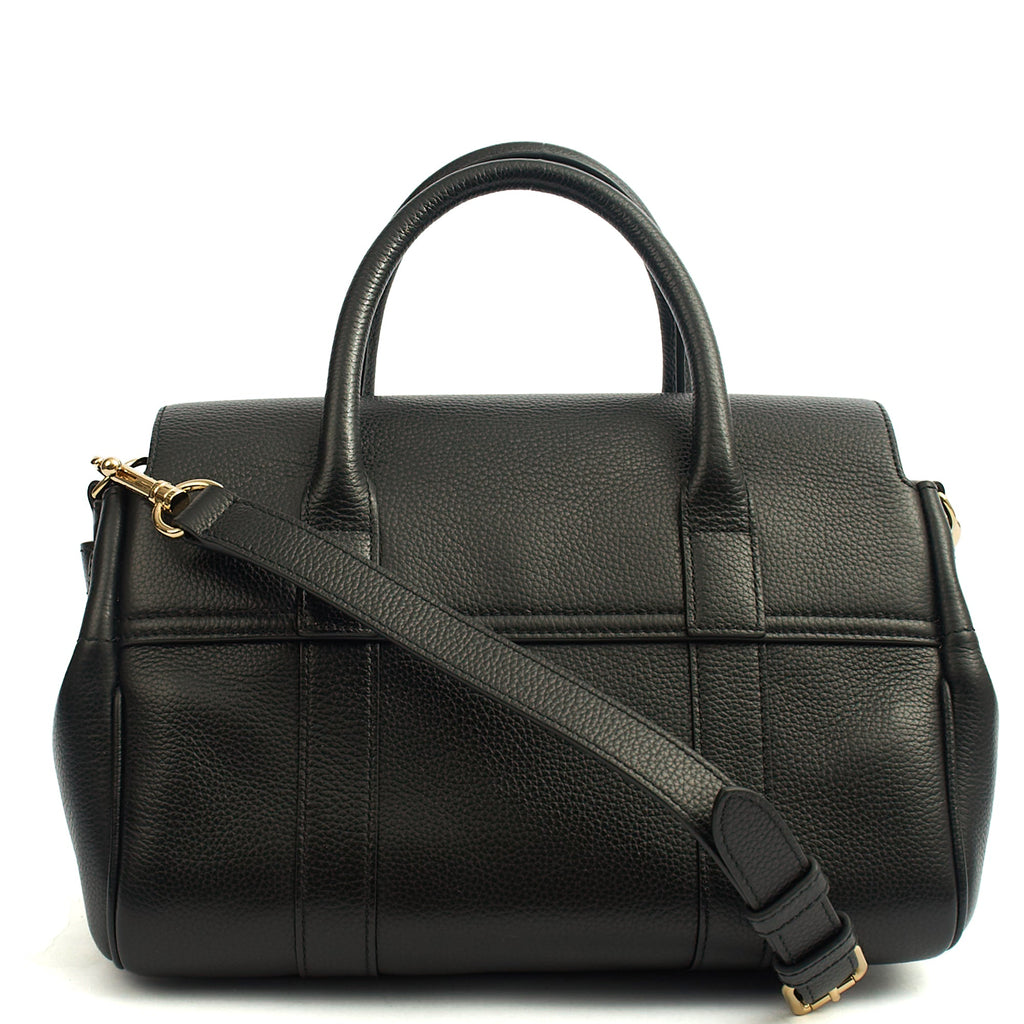 Mulberry Tote Bayswater with Strap- Small in Black, Calfskin Leather — Back View