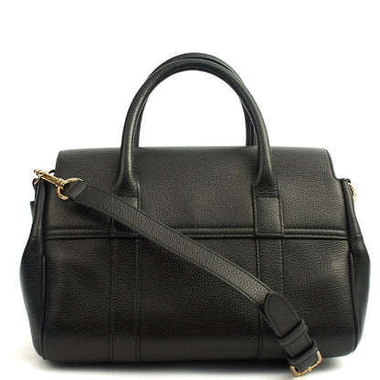 Mulberry Tote Bayswater with Strap- Small in Black, Calfskin Leather — Back View