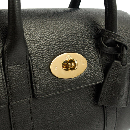 Mulberry Tote Bayswater with Strap- Small in Black, Calfskin Leather — Lifestyle View