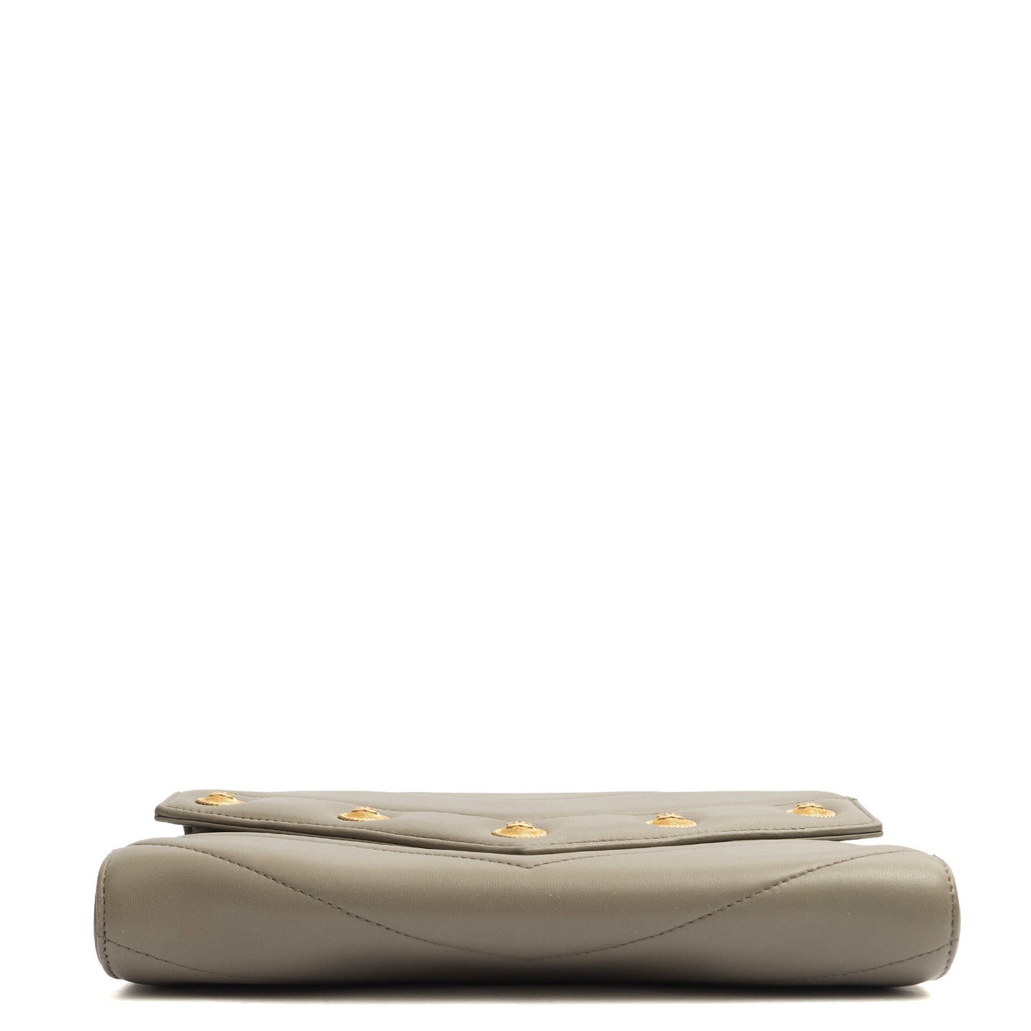 Chanel Clutch Pouch Wristlet in Grey, Lambskin Leather — Top View