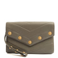 Chanel Clutch Pouch Wristlet in Grey, Lambskin Leather — Front View