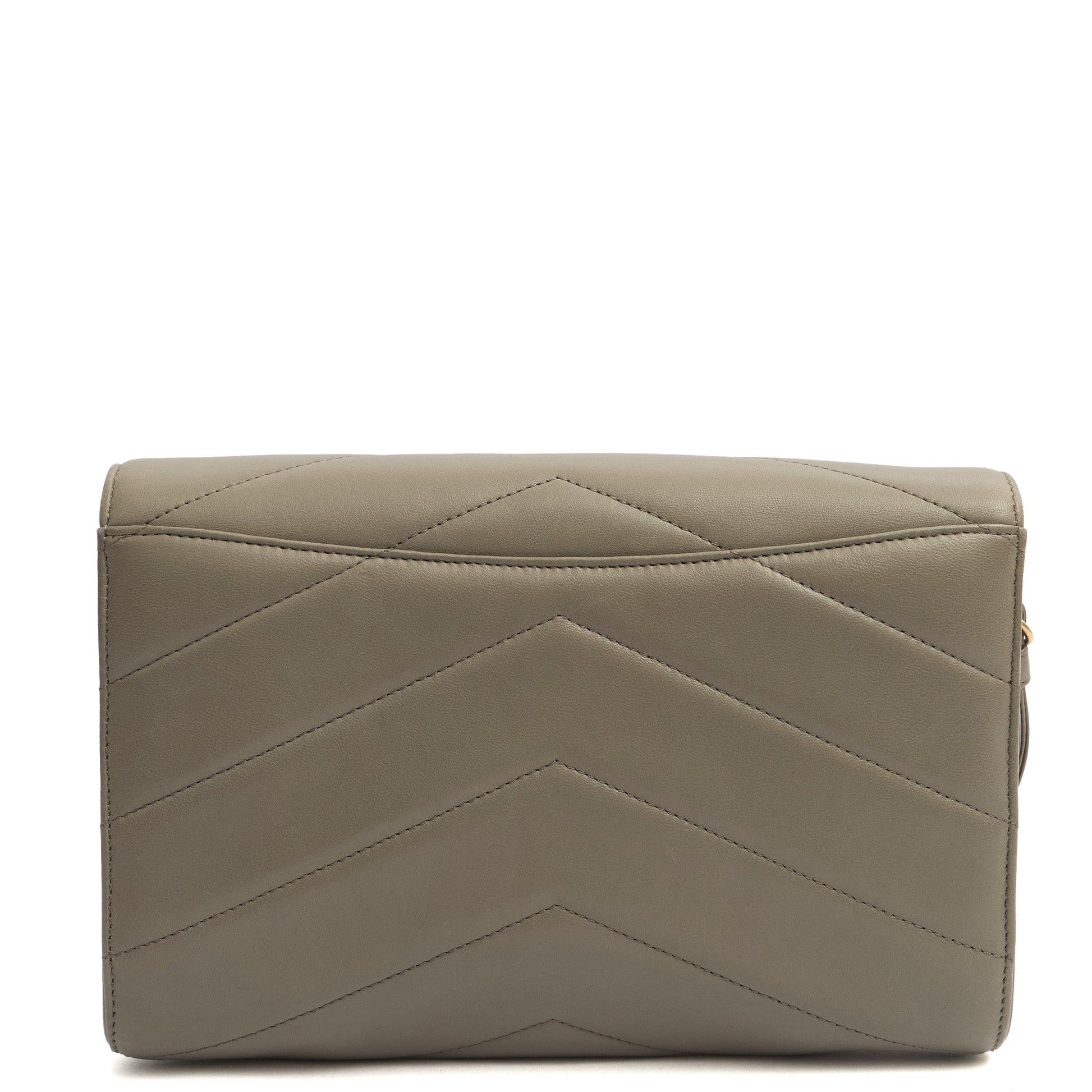 Chanel Clutch Pouch Wristlet in Grey, Lambskin Leather — Alternate View 11