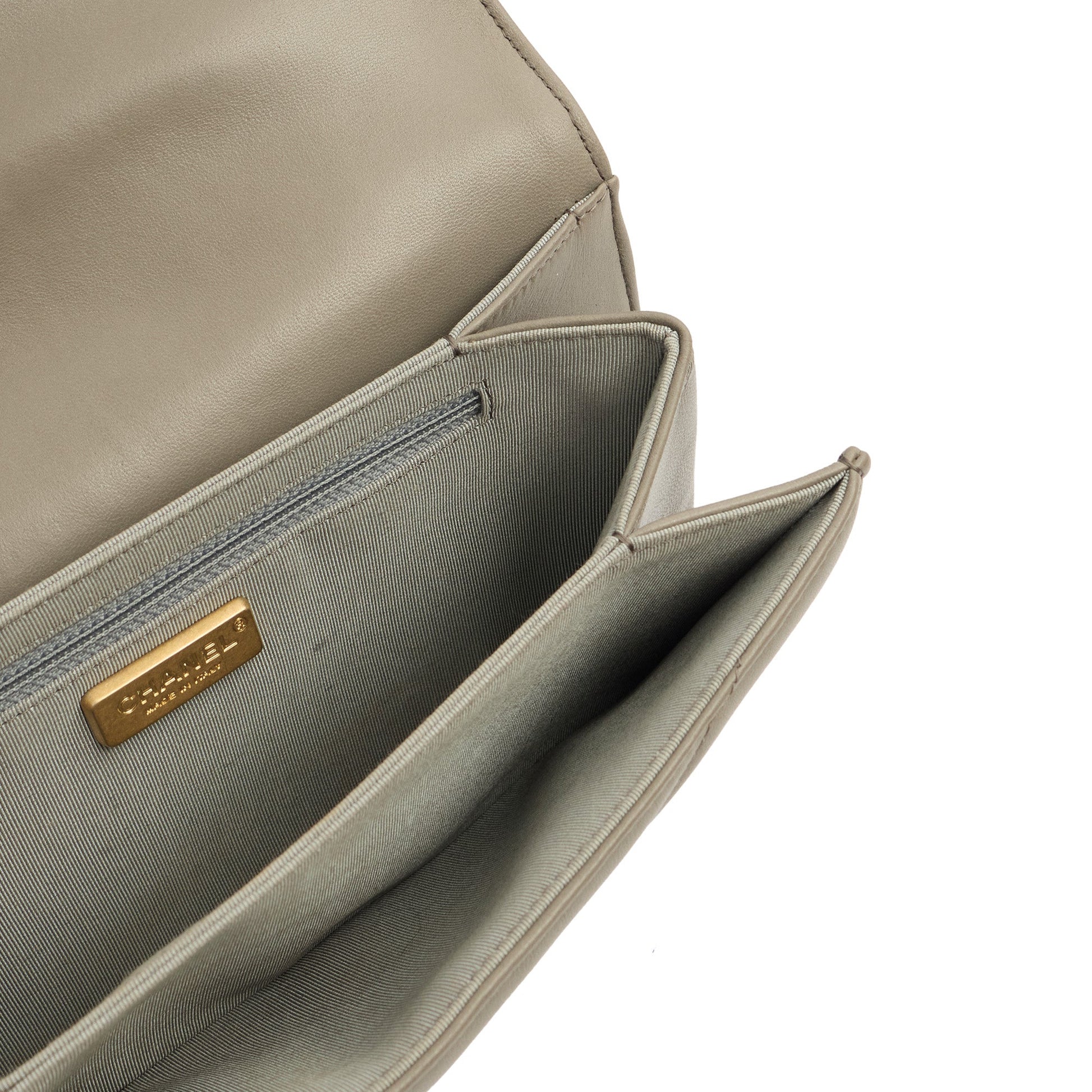 Chanel Clutch Pouch Wristlet in Grey, Lambskin Leather — Alternate View 8