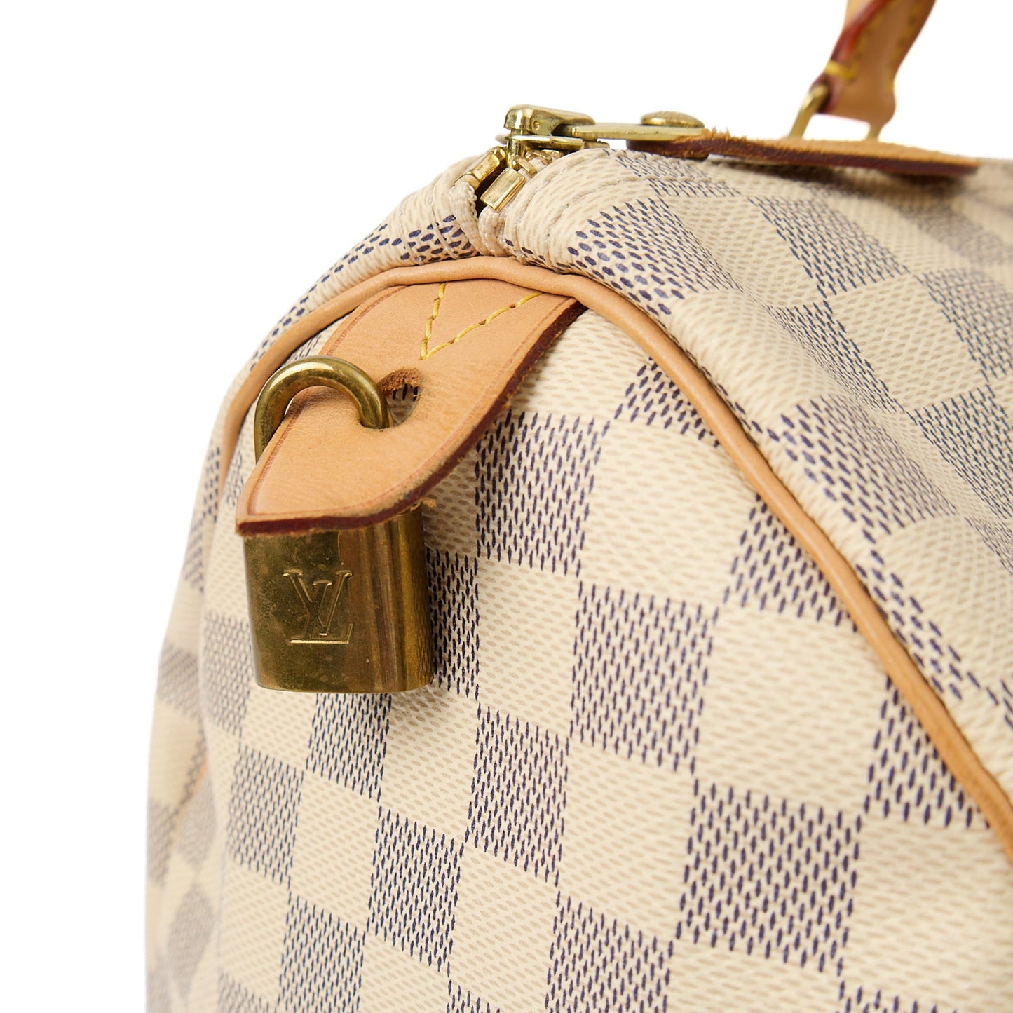Louis Vuitton Top Handle Speedy 35 in Damier Azur, Canvas — Back View