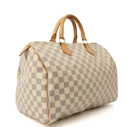 Louis Vuitton Top Handle Speedy 35 in Damier Azur, Canvas — Top View