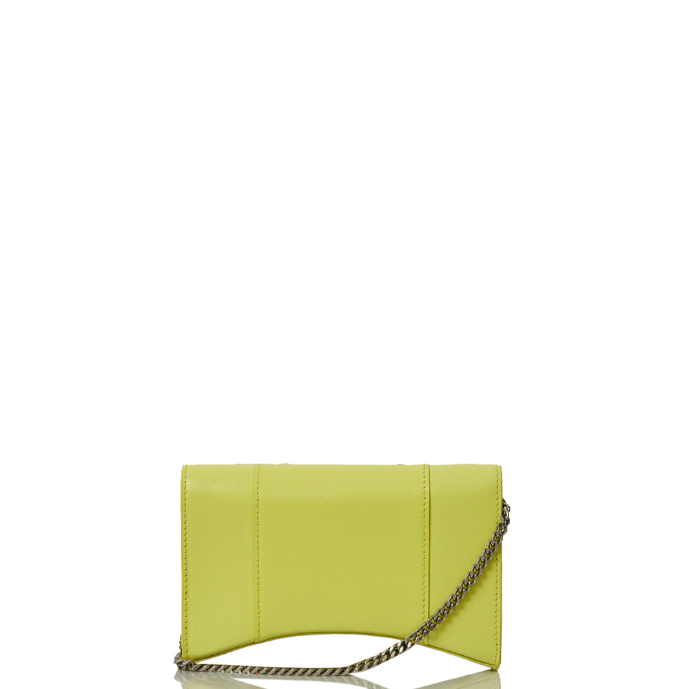 Balenciaga Mini Bag Hourglass Wallet on Chain in Green, Leather — Back View