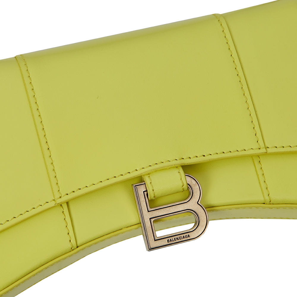 Balenciaga Mini Bag Hourglass Wallet on Chain in Green, Leather — Lifestyle View