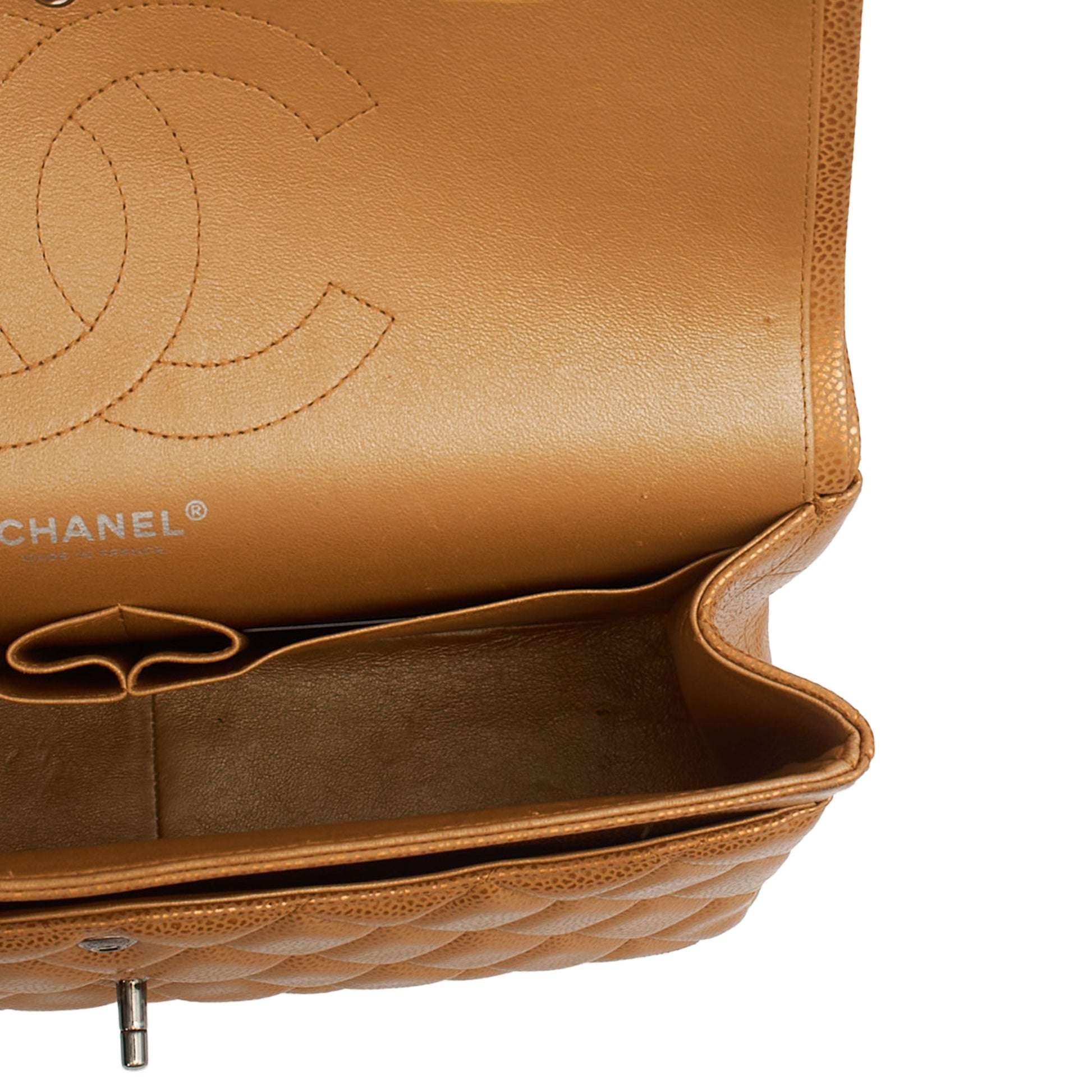 Chanel Cross Body Classic Double Flap - Large in Metallic, Caviar Leather — Alternate View 22