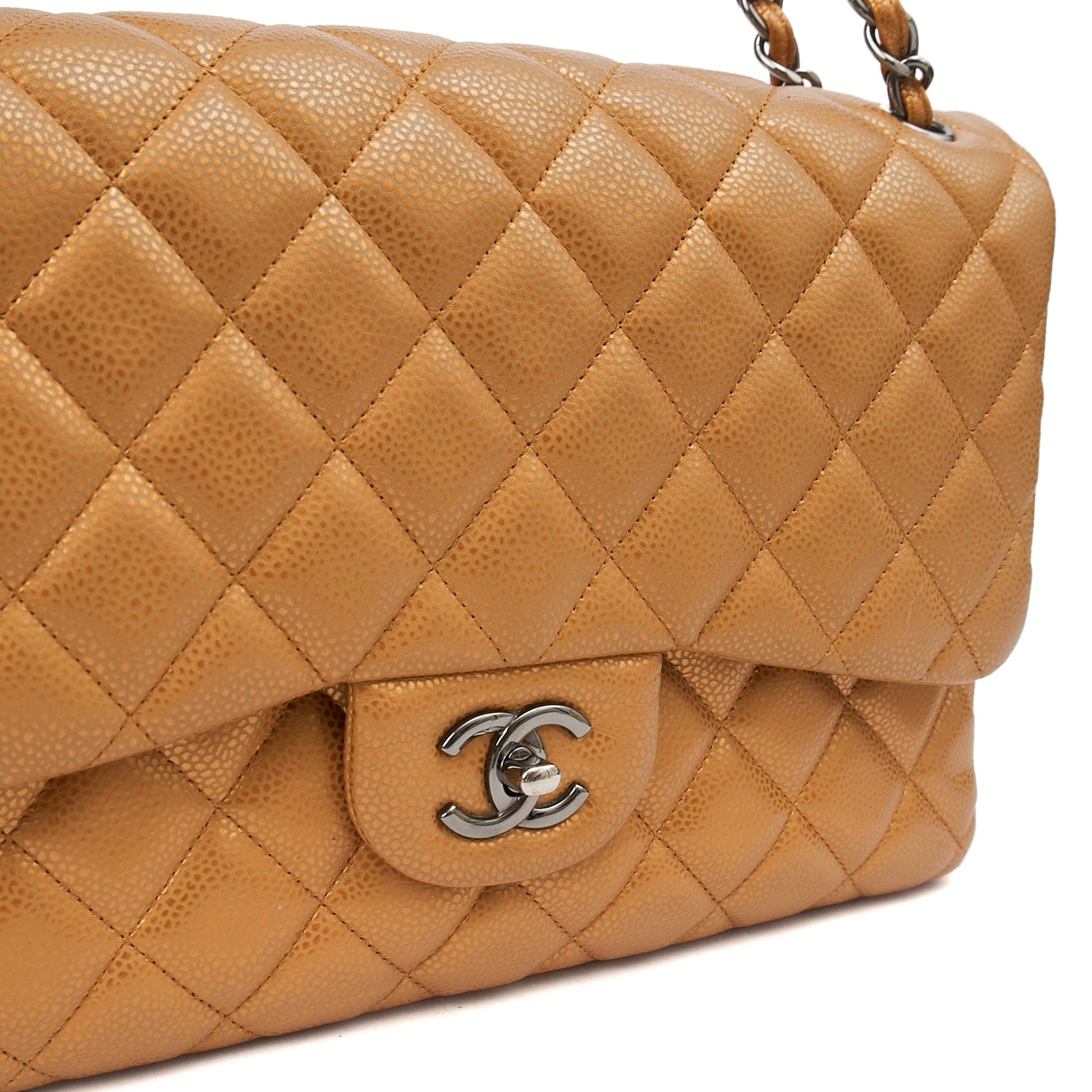 Chanel Cross Body Classic Double Flap - Large in Metallic, Caviar Leather — Alternate View 17