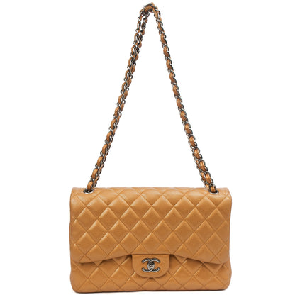 Chanel Cross Body Classic Double Flap - Large in Metallic, Caviar Leather — Top View