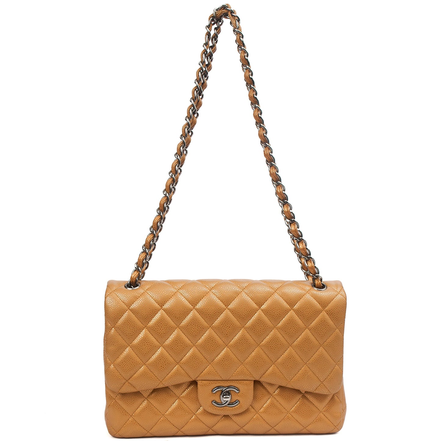 Chanel Cross Body Classic Double Flap - Large in Metallic, Caviar Leather — Alternate View 15