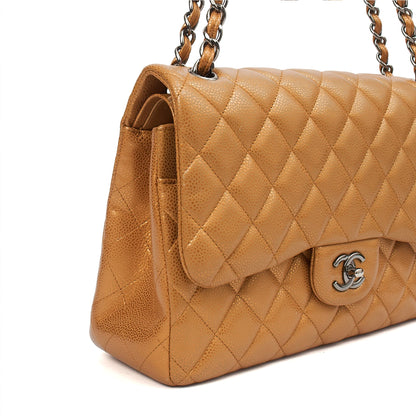 Chanel Cross Body Classic Double Flap - Large in Metallic, Caviar Leather — Alternate View 27
