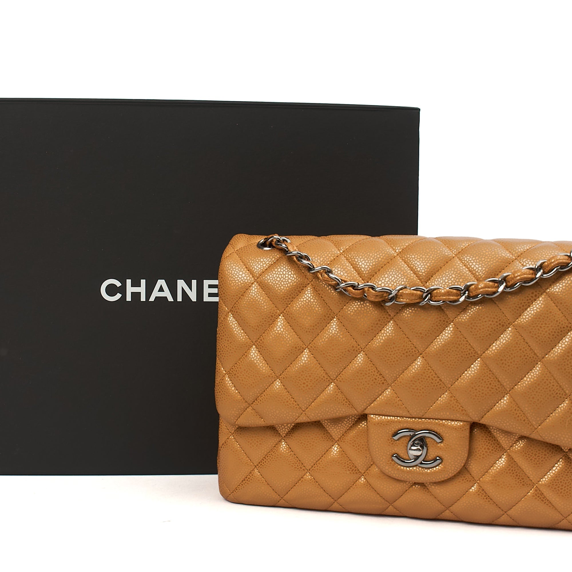 Chanel Cross Body Classic Double Flap - Large in Metallic, Caviar Leather — Alternate View 7