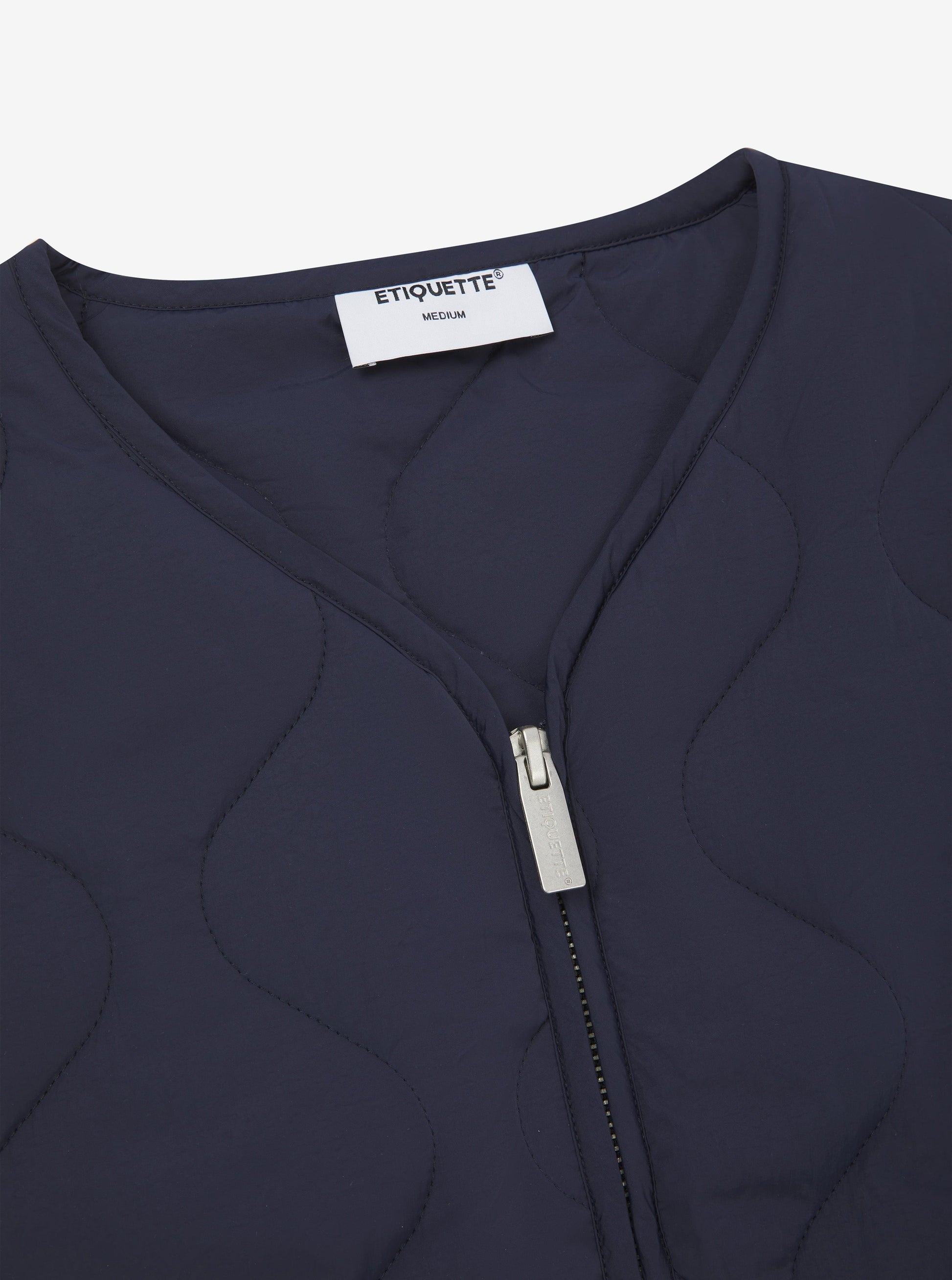 Etiquette Liner Vest 'Navy' — Navy — Size S — Top View