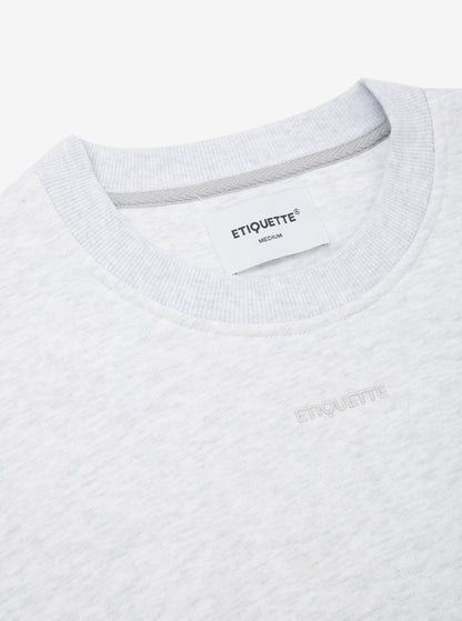 Etiquette Core Crew 'Grey' — Light Grey Heather — Size S — Top View