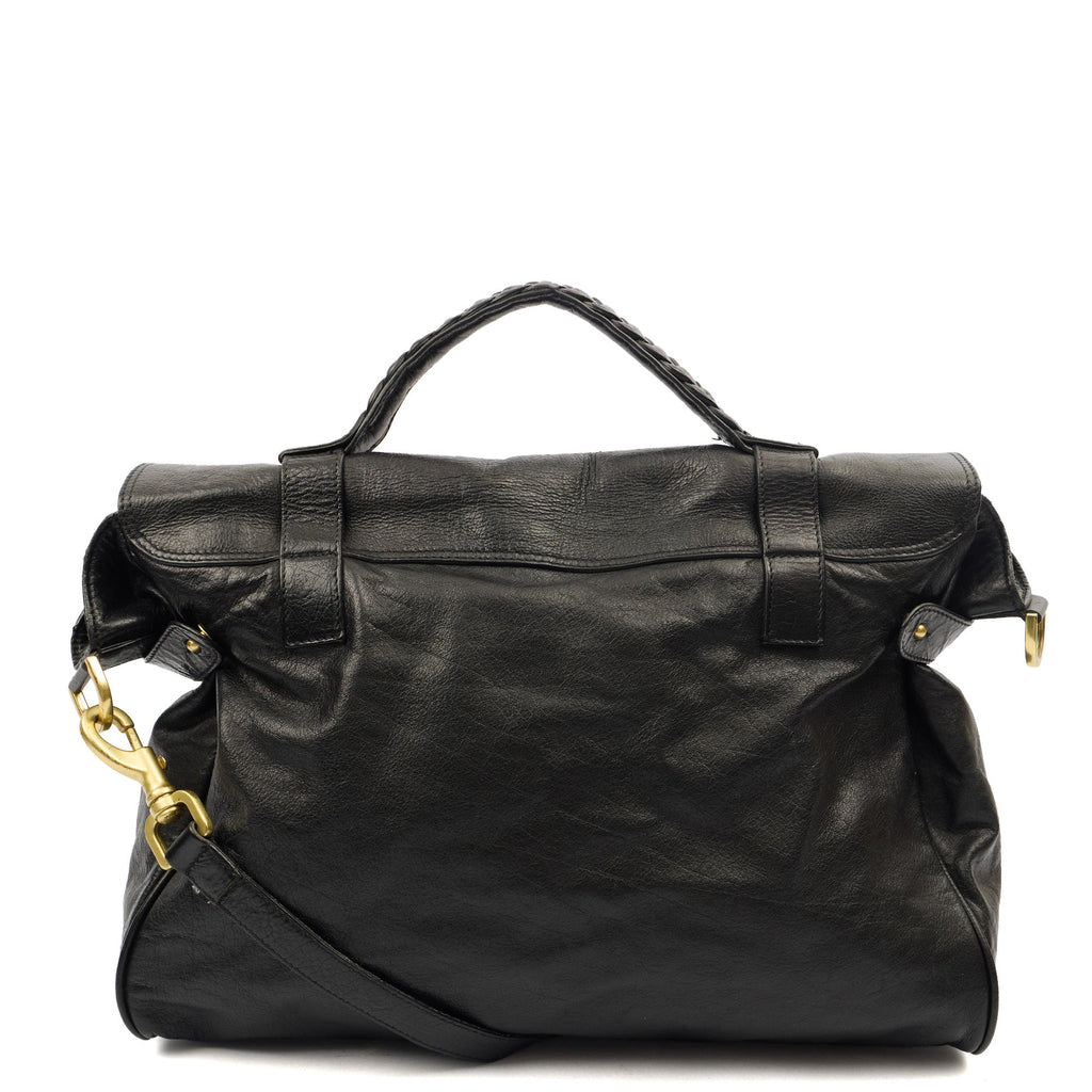 Mulberry Satchel Oversized Alexa in Black, Leather — Back View