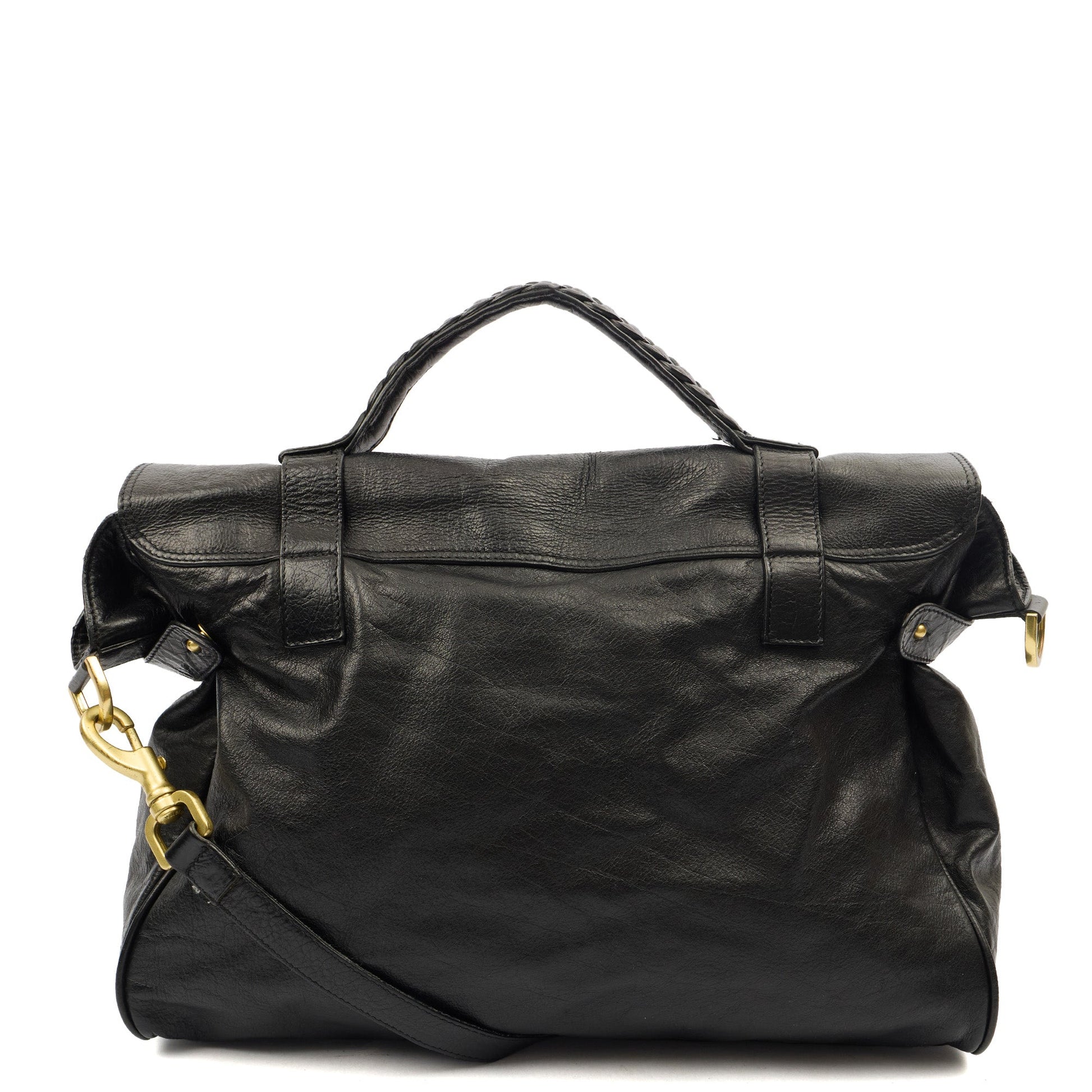 Mulberry Satchel Oversized Alexa in Black, Leather — Back View