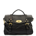 Mulberry Satchel Oversized Alexa in Black, Leather — Front View