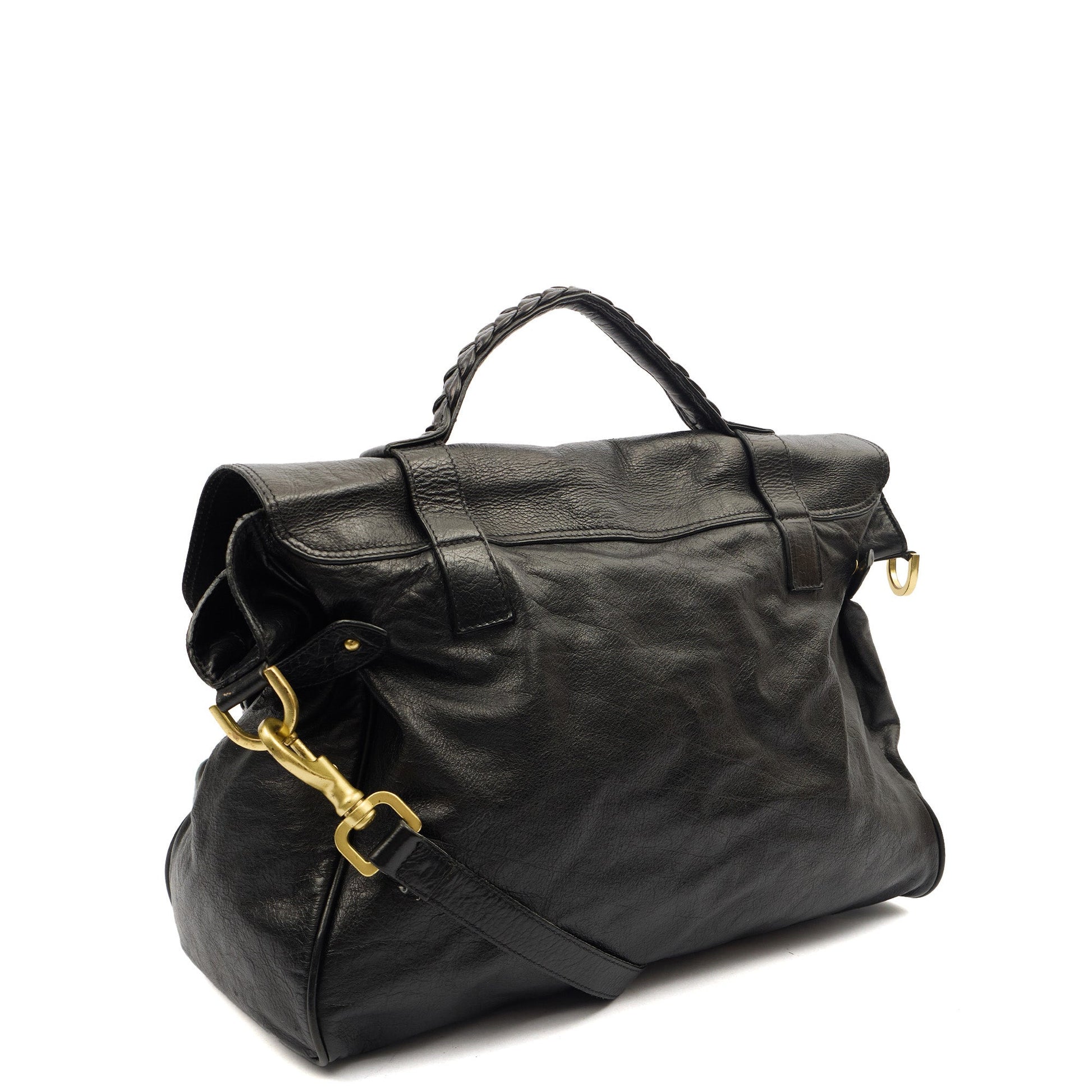 Mulberry Satchel Oversized Alexa in Black, Leather — Side View