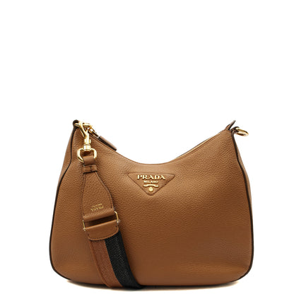 Prada Cross Body Shoulder Bag in Brown, Leather — Front View