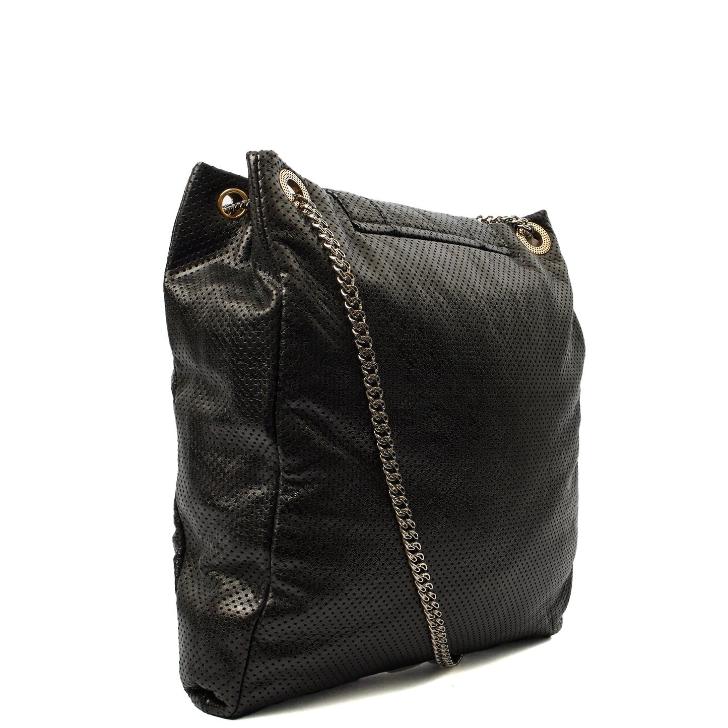 Chanel Shoulder Bag Drill Tote - Large in Black, Leather — Alternate View 11