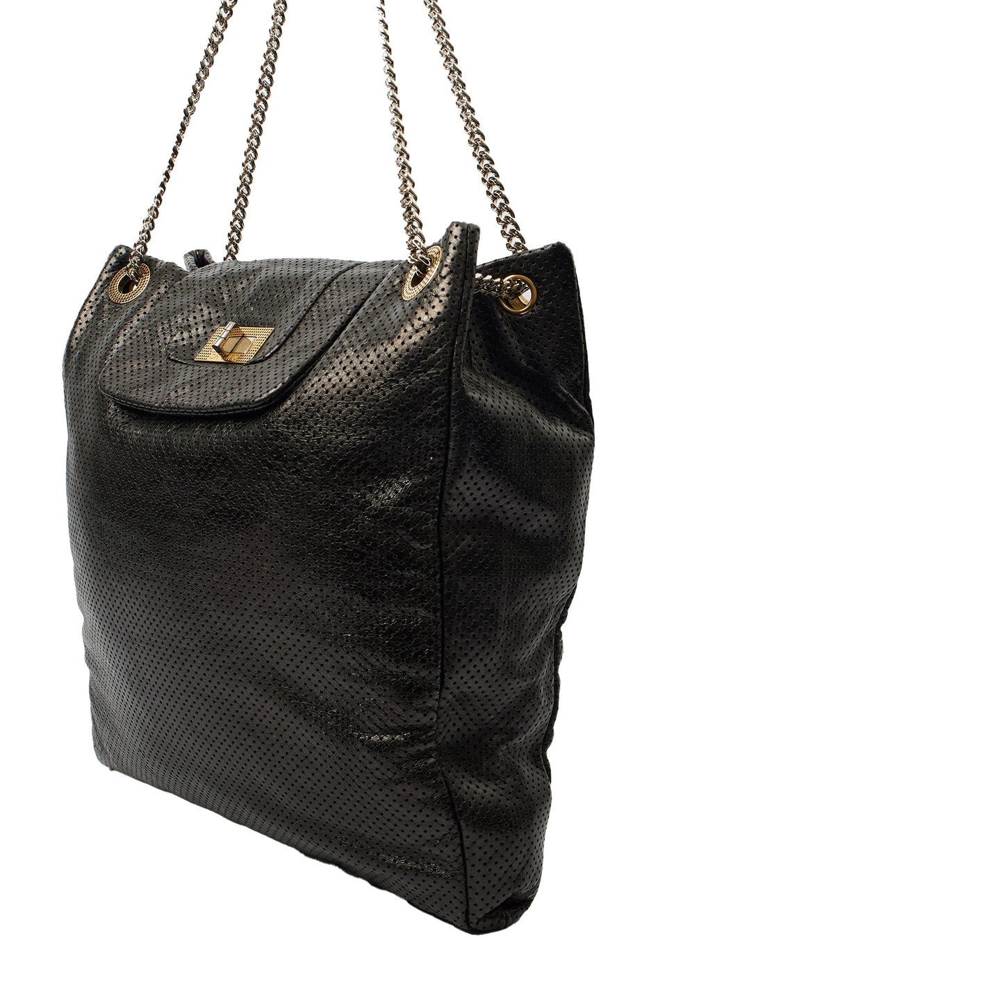 Chanel Shoulder Bag Drill Tote - Large in Black, Leather — Alternate View 14