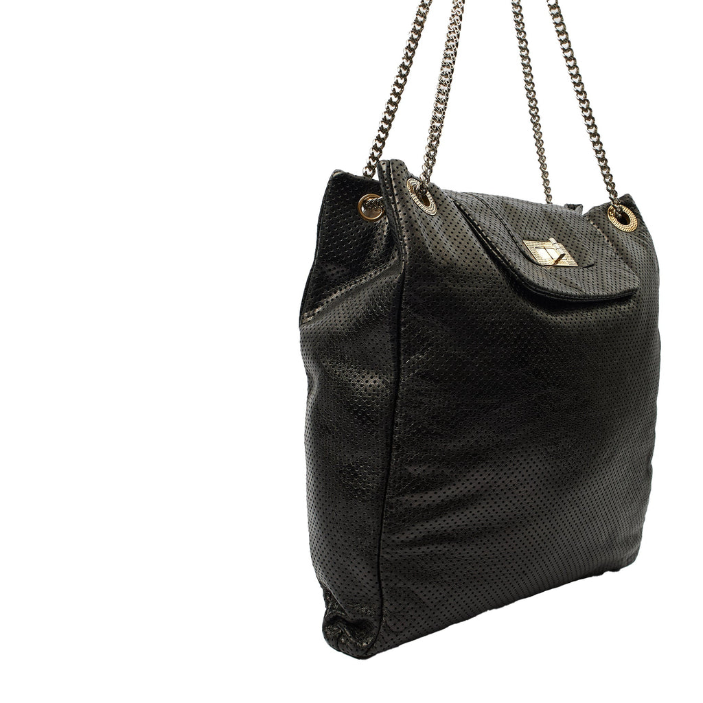 Chanel Shoulder Bag Drill Tote - Large in Black, Leather — Alternate View 7