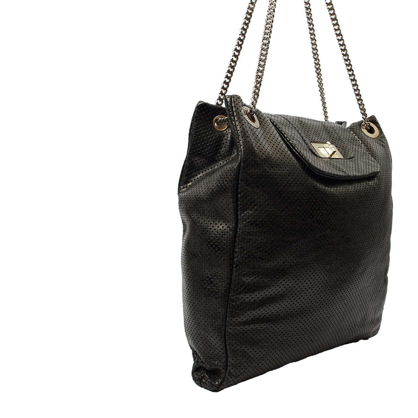 Chanel Shoulder Bag Drill Tote - Large in Black, Leather — Alternate View 7