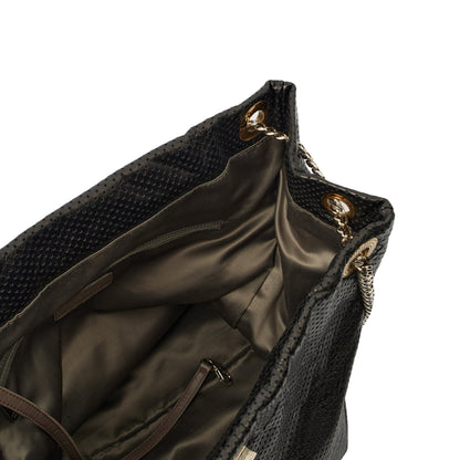 Chanel Shoulder Bag Drill Tote - Large in Black, Leather — Alternate View 9