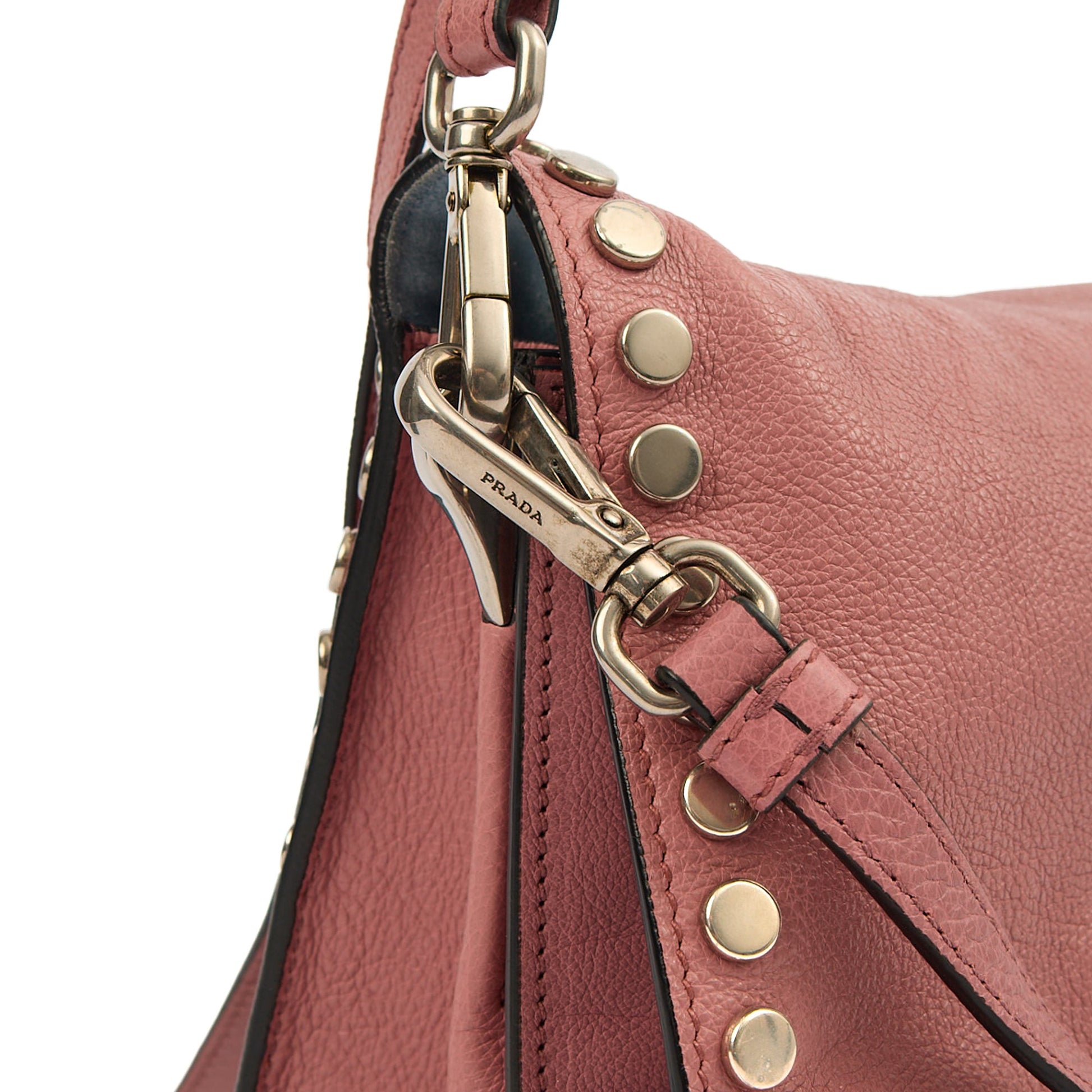 Prada Cross Body Buckle Tote  in Pink, Calfskin — Lifestyle View