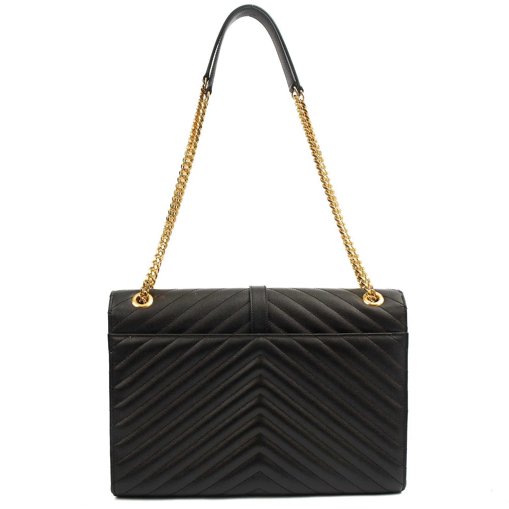 Saint Laurent Shoulder Bag Envelope - Large in Black, Leather — Detail View