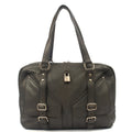 Saint Laurent Tote Tote in Dark Green, Calfskin Leather — Front View