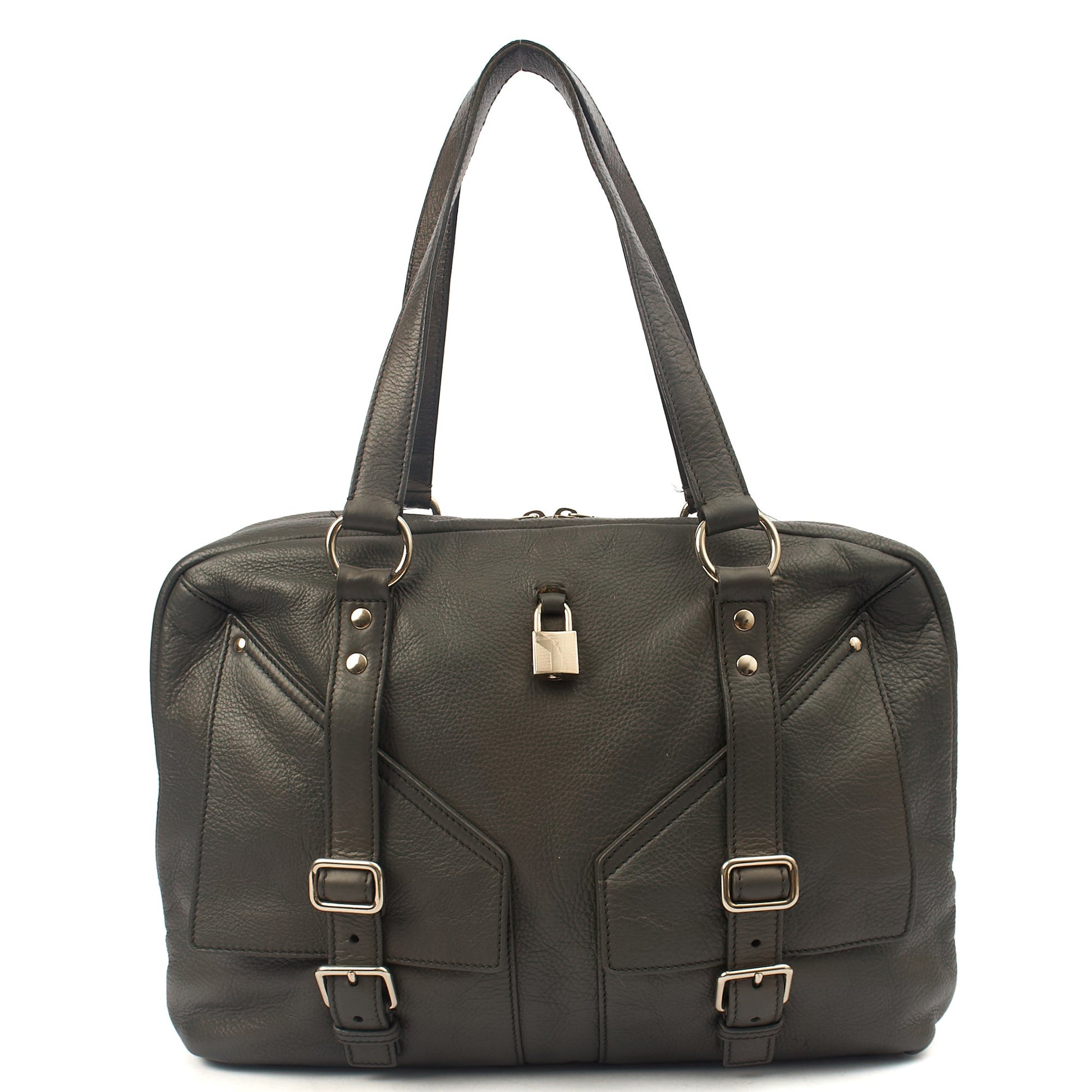Saint Laurent Tote Tote in Dark Green, Calfskin Leather — Alternate View 13