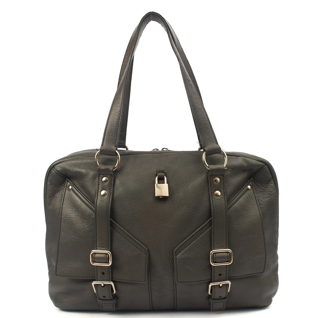Saint Laurent Tote Tote in Dark Green, Calfskin Leather — Alternate View 7