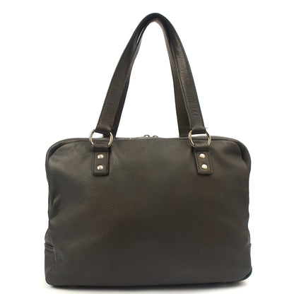 Saint Laurent Tote Tote in Dark Green, Calfskin Leather — Alternate View 9