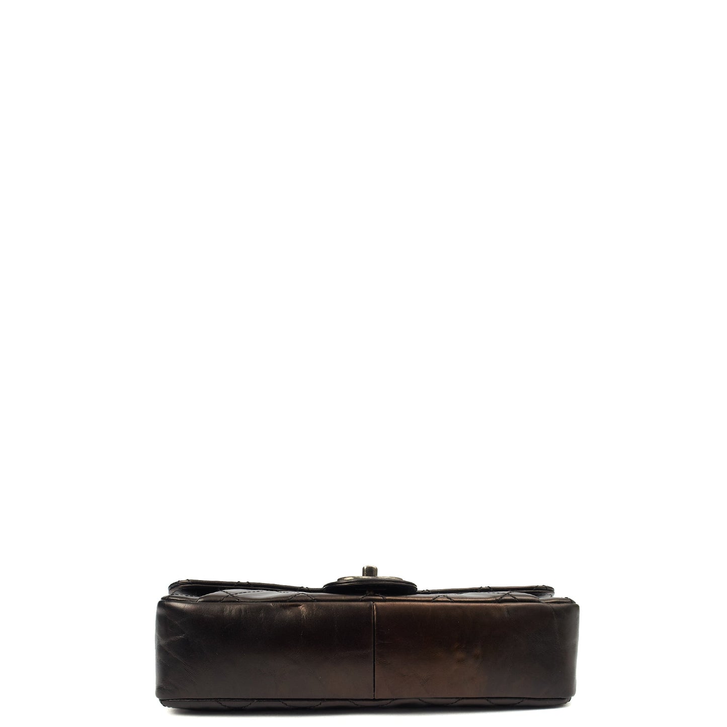 Chanel Shoulder Bag Flap Bag in Black, Glazed Calfskin — Top View