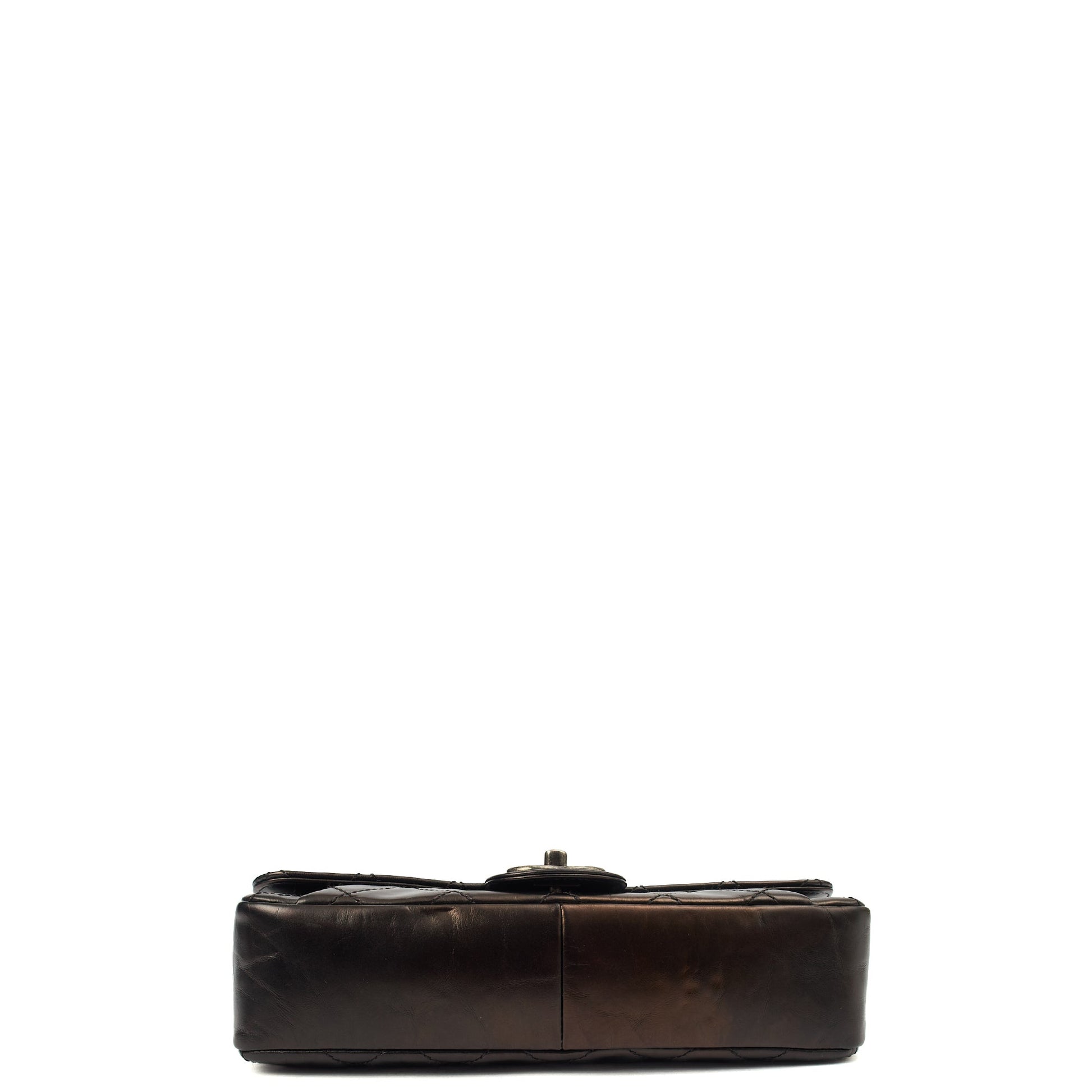 Chanel Shoulder Bag Flap Bag in Black, Glazed Calfskin — Top View