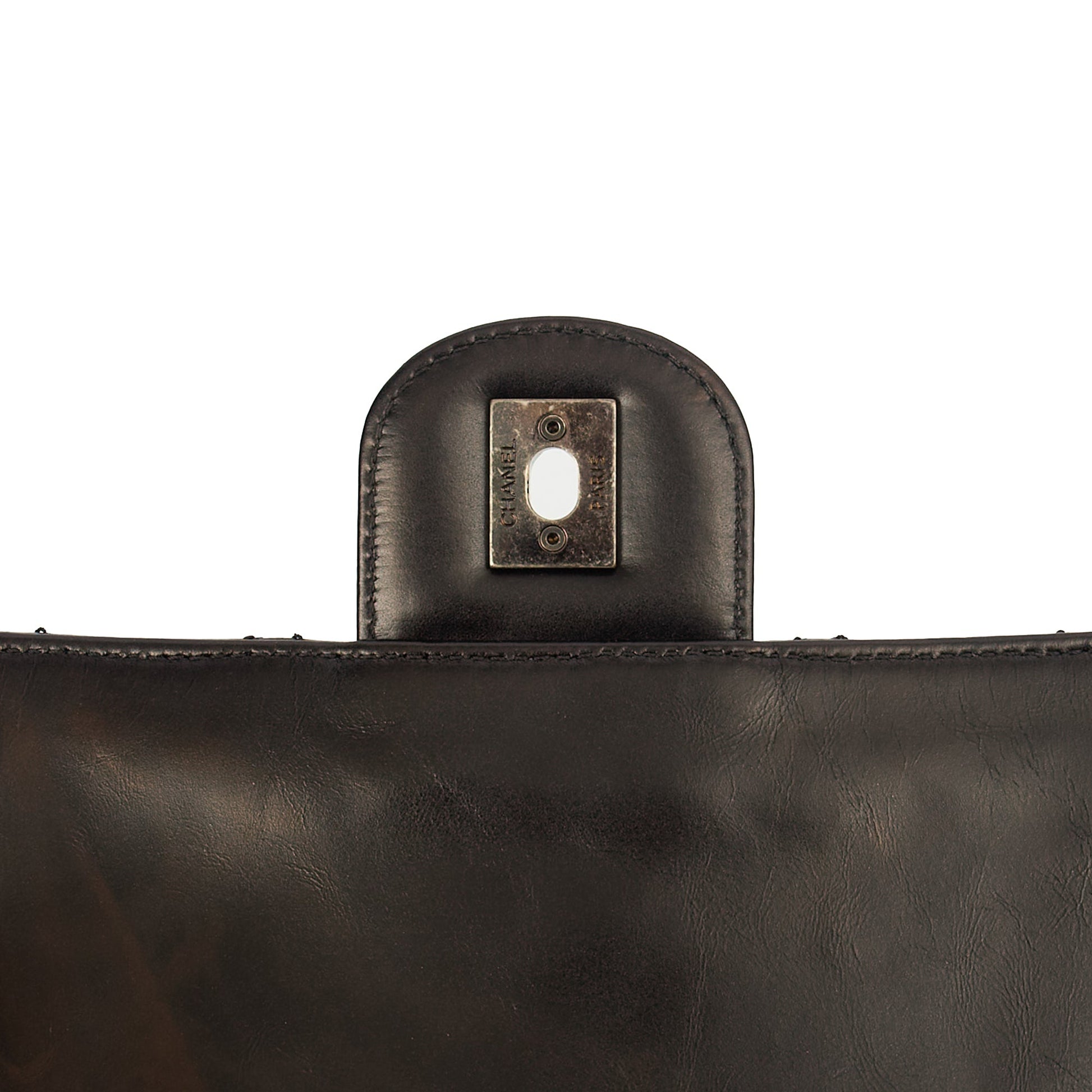 Chanel Shoulder Bag Flap Bag in Black, Glazed Calfskin — Alternate View 21