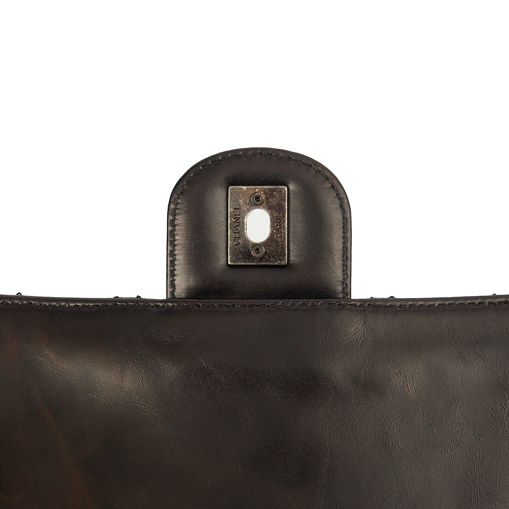 Chanel Shoulder Bag Flap Bag in Black, Glazed Calfskin — Alternate View 10