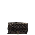 Chanel Shoulder Bag Flap Bag in Black, Glazed Calfskin — Front View