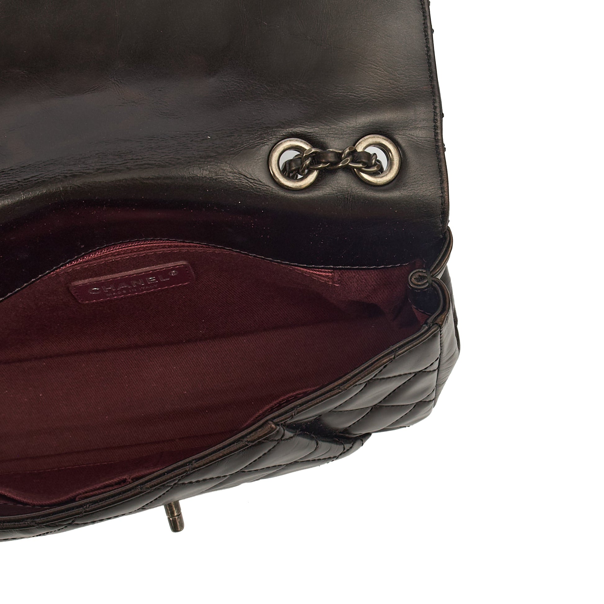 Chanel Shoulder Bag Flap Bag in Black, Glazed Calfskin — Alternate View 11
