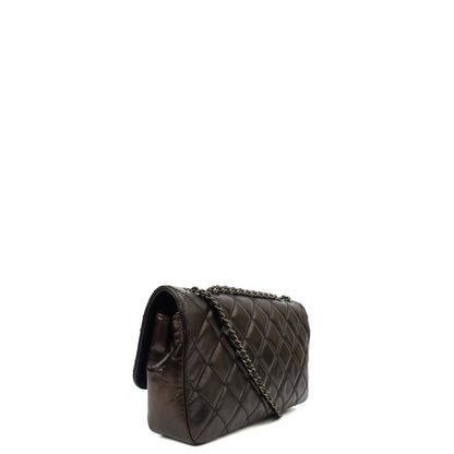 Chanel Shoulder Bag Flap Bag in Black, Glazed Calfskin — Alternate View 13