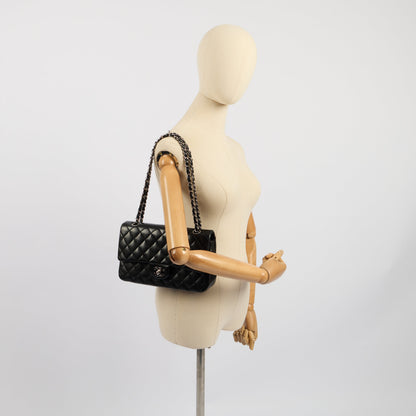 Chanel Shoulder Bag Classic Double Flap - Medium in Black, Lambskin Leather — Lifestyle View