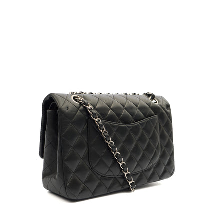 Chanel Shoulder Bag Classic Double Flap - Medium in Black, Lambskin Leather — Back View