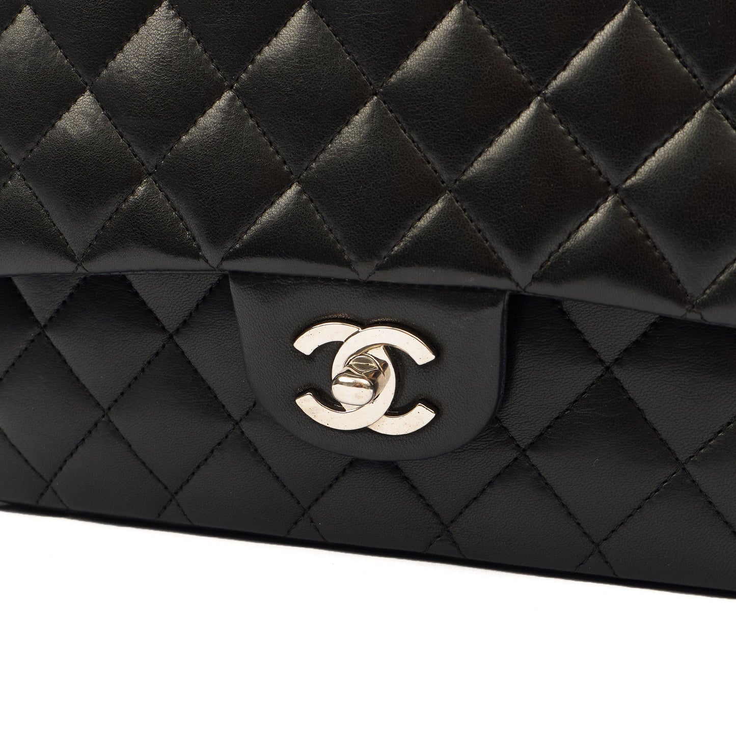 Chanel Shoulder Bag Classic Double Flap - Medium in Black, Lambskin Leather — Alternate View 8