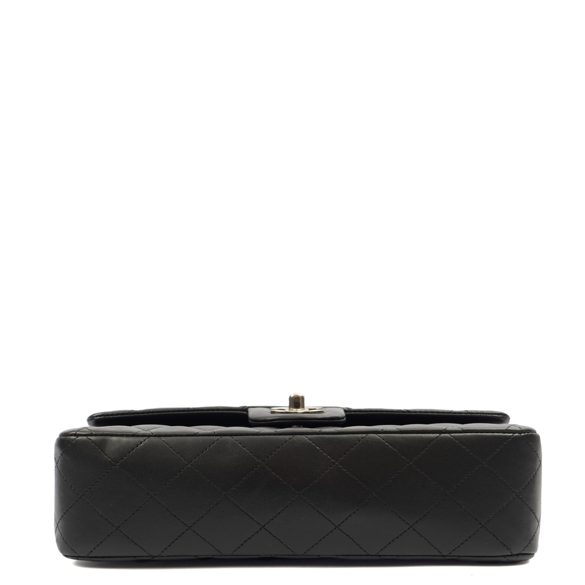 Chanel Shoulder Bag Classic Double Flap - Medium in Black, Lambskin Leather — Detail View