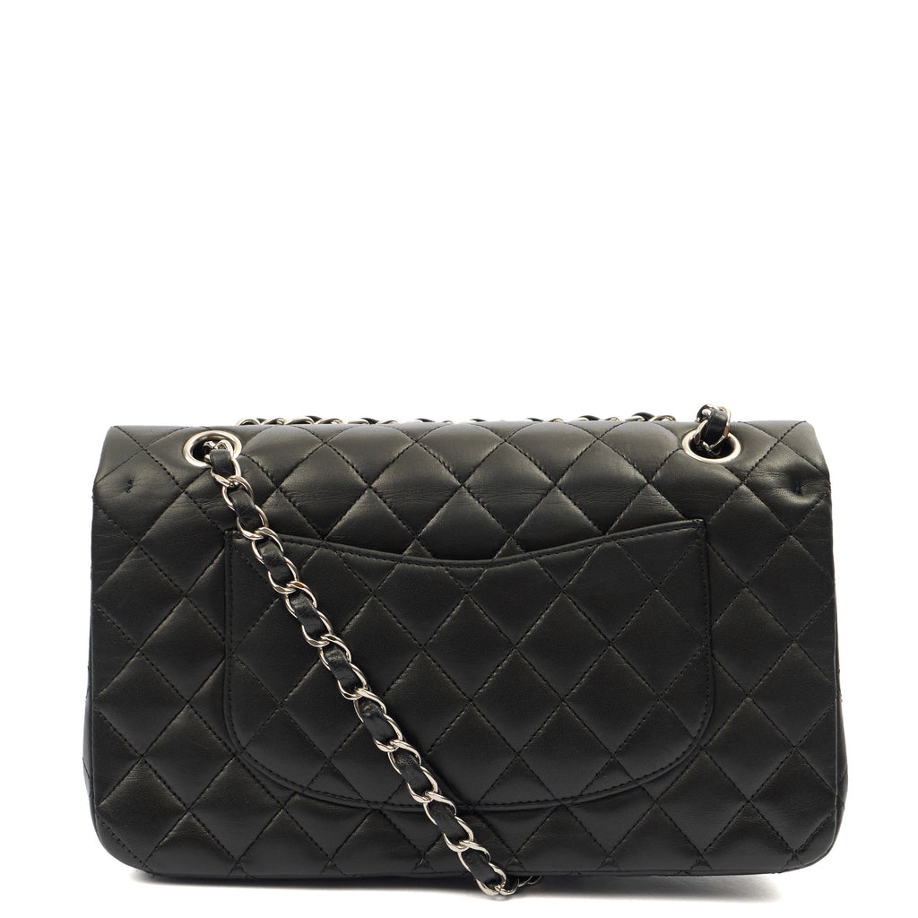 Chanel Shoulder Bag Classic Double Flap - Medium in Black, Lambskin Leather — Top View