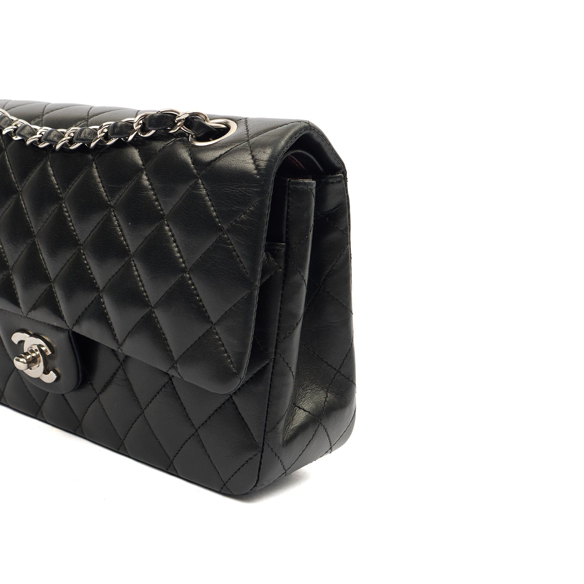 Chanel Shoulder Bag Classic Double Flap - Medium in Black, Lambskin Leather — Alternate View 7